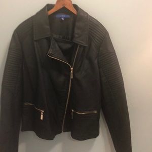 Women’s Black leather jacket.